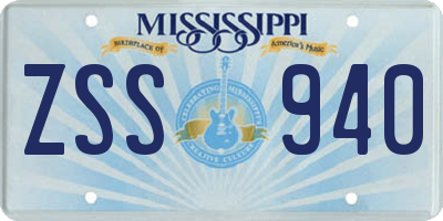 MS license plate ZSS940