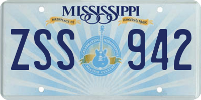 MS license plate ZSS942