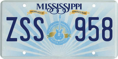 MS license plate ZSS958
