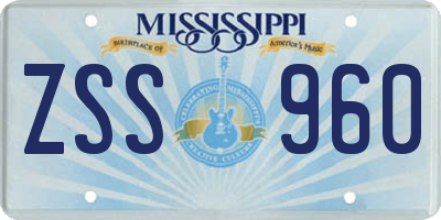 MS license plate ZSS960