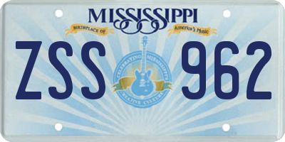 MS license plate ZSS962