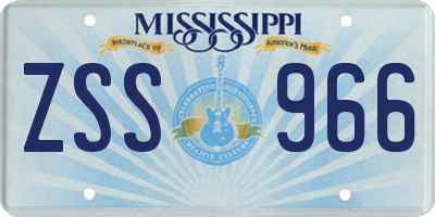 MS license plate ZSS966