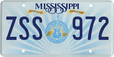 MS license plate ZSS972