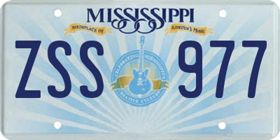 MS license plate ZSS977