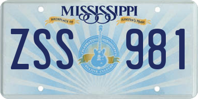 MS license plate ZSS981