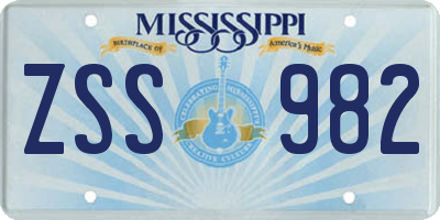 MS license plate ZSS982