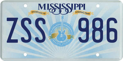 MS license plate ZSS986