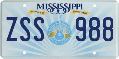 MS license plate ZSS988