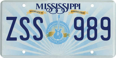 MS license plate ZSS989