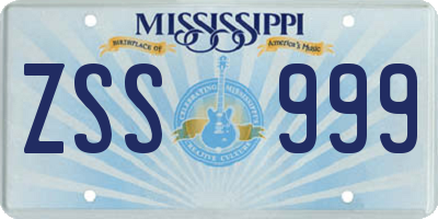 MS license plate ZSS999