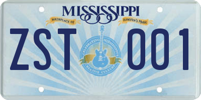 MS license plate ZST001