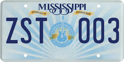 MS license plate ZST003