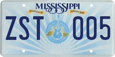 MS license plate ZST005