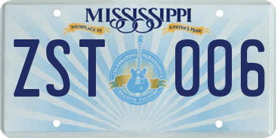 MS license plate ZST006