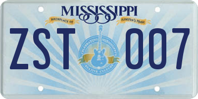 MS license plate ZST007