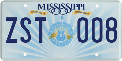 MS license plate ZST008