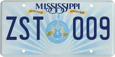 MS license plate ZST009