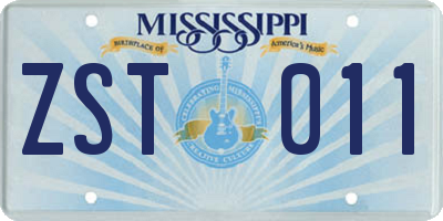 MS license plate ZST011