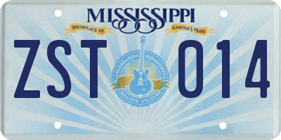 MS license plate ZST014