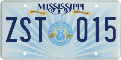 MS license plate ZST015