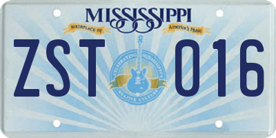 MS license plate ZST016