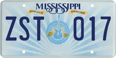 MS license plate ZST017