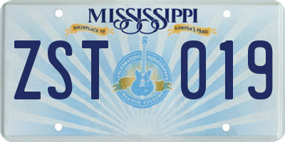 MS license plate ZST019