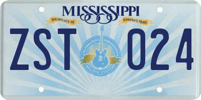 MS license plate ZST024
