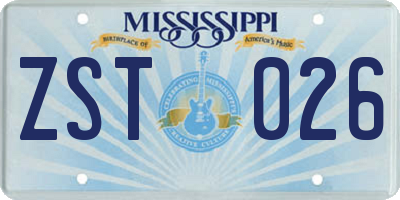 MS license plate ZST026