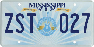 MS license plate ZST027