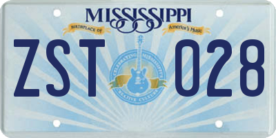 MS license plate ZST028