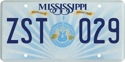 MS license plate ZST029