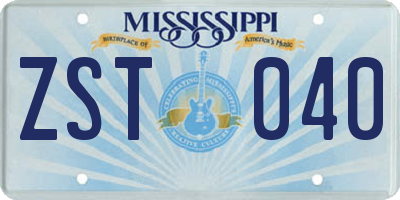 MS license plate ZST040