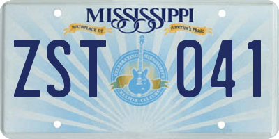 MS license plate ZST041
