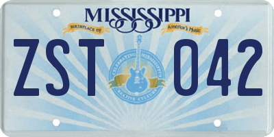 MS license plate ZST042