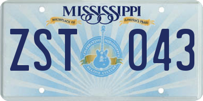 MS license plate ZST043