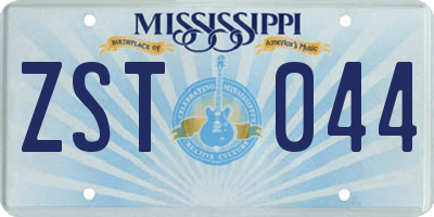 MS license plate ZST044