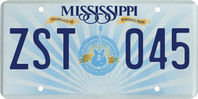 MS license plate ZST045