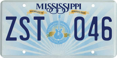MS license plate ZST046