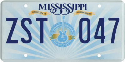 MS license plate ZST047