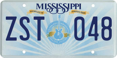 MS license plate ZST048