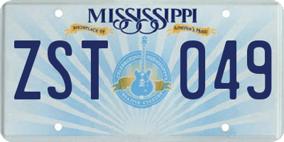 MS license plate ZST049