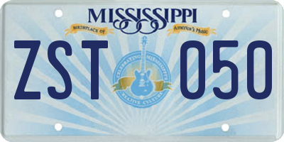 MS license plate ZST050