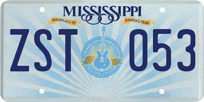 MS license plate ZST053