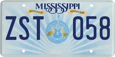 MS license plate ZST058