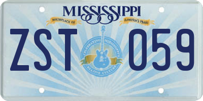 MS license plate ZST059