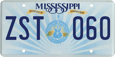 MS license plate ZST060