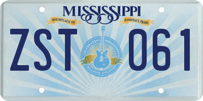 MS license plate ZST061