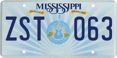 MS license plate ZST063