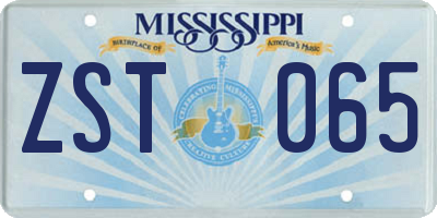 MS license plate ZST065